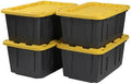CX Heavy Duty 27-Gallon Stackable Plastic Storage Bins with Lids, 4 Pack by BLACKYELLOW