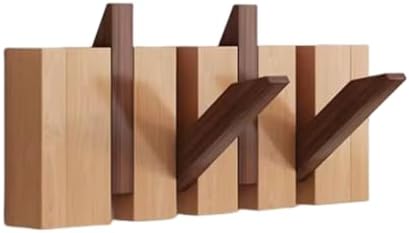 Coat Rack Wall Mount, Wooden Coat Rack, Piano Key Coat Rack, 4 Hooks Flip Down Wall Hook Rack, Beech and Beech by Unknown