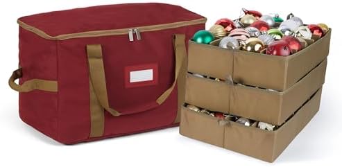 Covermates Adjustable Ornament Storage Bag, 19.25" W x 13" D x 12.5" H, Red by Covermates