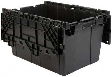 Hudson Exchange 21.9 x 15.2 x 12.8” (3 Pack) Storage Tote Distribution Container with Hinged Attached Lid, Black - Image 5