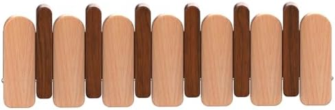 Wall Mounted Piano Key Hanger | Flip Style Hook | Entrance wall Art Hook, Made of Oak Wood (3 Times Painted, 4 Times Polished) (Arc Walnut-Beech, 6Hooks) by FleiSleep