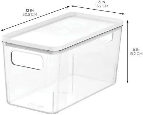 iDesign Plastic Pantry Bin with Lid and Handles, Clear/Marshmallow White - Image 3