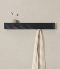 Kazai. Wall-Mounted Coat Rack 'Toke' - Modern Design Coat Rack with Hidden Wall Hooks - Solid Wood Veneer Panel Coat Hanger - Oak, Black by KAZAI