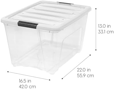 IRIS USA 54 Qt Storage Bins with Lids, 6 Pack, Dividers, Clear/White - Image 2