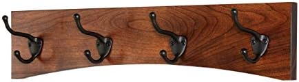 Solid Cherry Arched Wall Mounted Coat Rack Bronze Hat & Coat Hooks - Made in The USA (Mahogany, 20" x 4.5" with 4 Hooks) by PEG+AND+RAIL