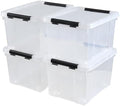 4 Pack 23 L Clear Plastic Storage Bins with Wheels and latches by Eagrye
