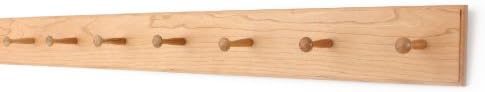 Cherry Shaker Peg Rack 4.5" Extra Wide (Natural, 41" x 4.5" with 7 pegs) by PEG+AND+RAIL