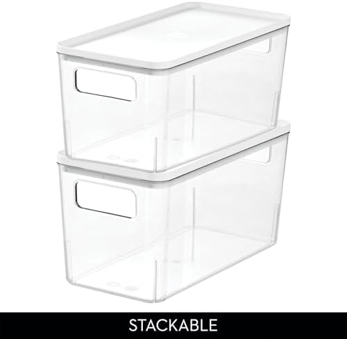 iDesign Plastic Pantry Bin with Lid and Handles, Clear/Marshmallow White - Image 6