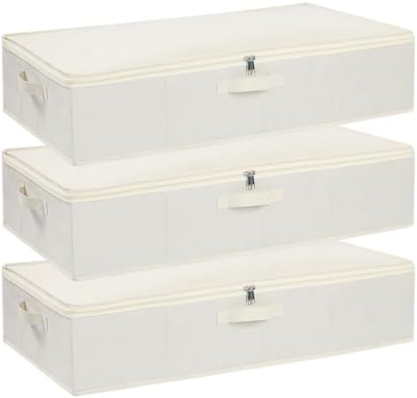 Underbed Storage Organizers,Beige,3 Pack,23.6x11.8x5.9 Inch by YheenLf