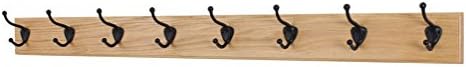 Oak Coat Rack with Oil Rubbed Bronze Hat & Coat Style Hooks (Natural, 41" x 3.5" with 8 Hooks) by PEG+AND+RAIL