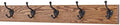 Oak Coat Rack with Oil Rubbed Bronze Hat & Coat Style Hooks (Chestnut, 25.5" x 3.5" with 5 Hooks) by PEG+AND+RAIL
