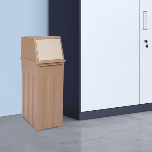 8 Gallon Trash Can,Large Capacity Slim Trash Can with Hinged Flap Cover, Floorstanding Tall and Narrow Trash Bin, Indoor/Outdoor Waste Can for Living Rooms, Kitchens, Balconies, Patios (Light Coffee) - Image 5