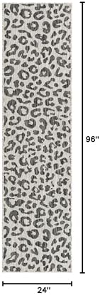 Unique Loom Outdoor Safari Collection Area Rug - Leopard (2' x 8' Runner, Light Gray/ Gray) - Image 2