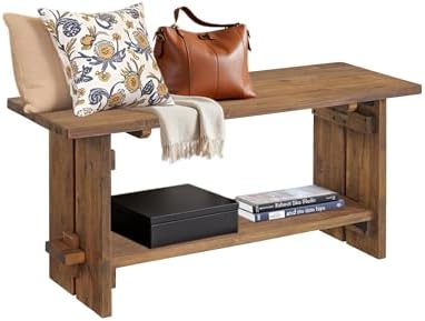 Alaterre Bethel Rustic Solid Wood Entryway Bench with Shelf, Natural by AlaterreFurniture