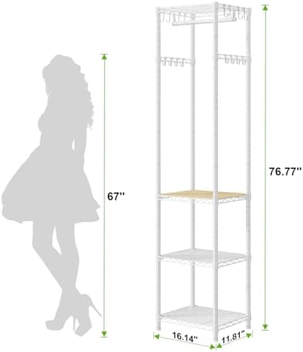 R1 Heavy Duty Clothes Rack with Storage Shelves, 448 Lbs Load, White - Image 5