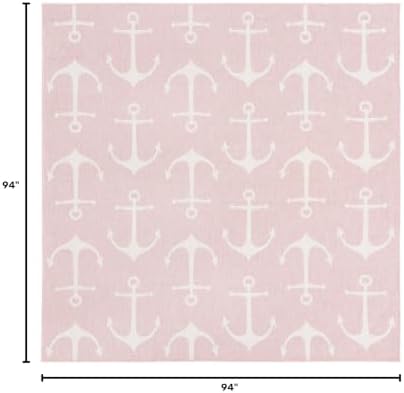 Unique Loom Outdoor Coastal Collection Area Rug - Ahoy (7' 10" Square, Pink/ Ivory) - Image 2