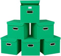 Closet Organizers Fabric Storage Bins With Lids Collapsible Cube Storage Organizer Basket With Handles,Storage Boxes for Clothes Storage,Office,Laundry,Shelves,6 Pack,（Green） by SEVENDOME