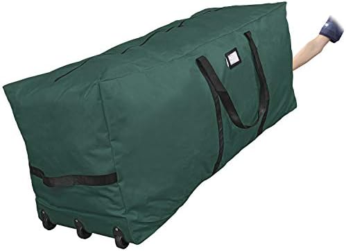 ProPik Rolling Christmas Tree Storage Bag, Fits Up to 9 Ft Tall Disassembled Trees, 28" H X 16.5" W X 60" L, Extra Large Heavy Duty Xmas Storage Container with Wheels & Handles, 600D Oxford (Green) - Image 2