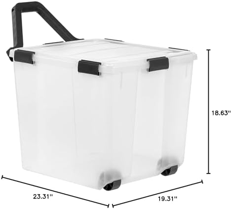 IRIS USA 6 Pack 106 Quart WeatherPro Wheeled Plastic Storage Bin Organization Container with Durable Lid, Seal & Secure Latching Buckles, Clear/Black - Image 3