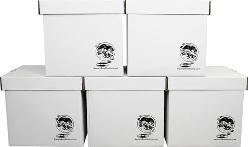 Durable Set of 5 12 inch Vinyl Record Storage Boxes - Heavy-Duty Cardboard Construction with Removable Lid - Holds Up to 90 Records Each - Built Tough for Long-Term, Secure Archival Storage - #12BC13 by SquareDealRecordingsSupplies