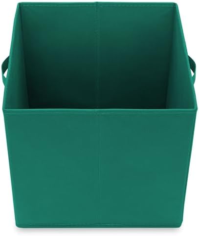 Casafield Set of 12 Collapsible Fabric Cube Storage Bins, Teal - 13" Foldable Cloth Baskets for Shelves, Cubby Organizers & More - Image 4