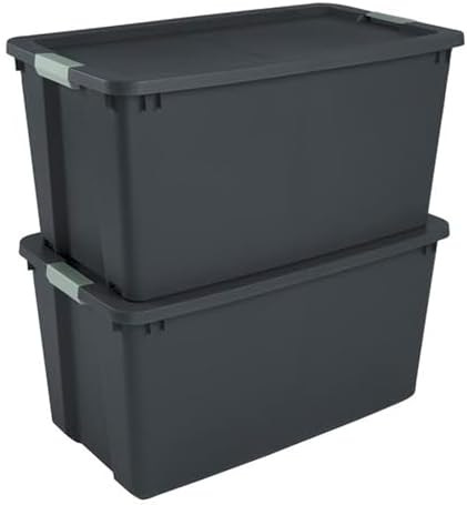 Sterilite 16 Pack 45 Gallon Wheeled Latch Tote, Stackable Plastic Storage Bin, Gray/Green - Image 6