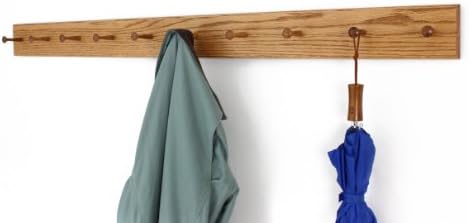 Solid Oak Xtra-Wide Shaker Peg Rack -Made in The USA - Golden Oak Stain 23 x 4.5 Inches with 4 Pegs - Image 3