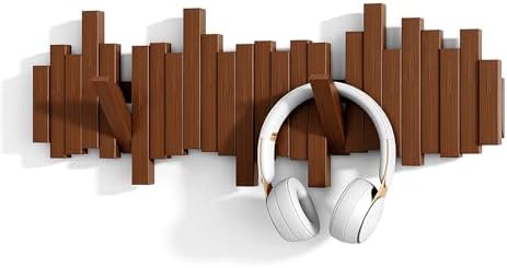 Modern Wooden Coat Rack, Key Holder wall Mount– Handmade Solid Walnut Hook Rack with Hidden Mount, Decorative Entryway Wall Hooks for Coats, Bags & Hats, Space-Saving Design (Brown,8Hooks) by Unknown