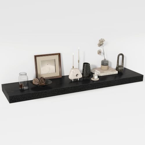 Acovy 48 Inch Floating Shelves, 12" Deep Floating Shelf Wall Mounted, 48" Wall Shelves, Rustic Deep Bookshelf, Extra Deeper & Thicker Display Shelves for Bedroom, Living Room, Set of 1 by Acovy
