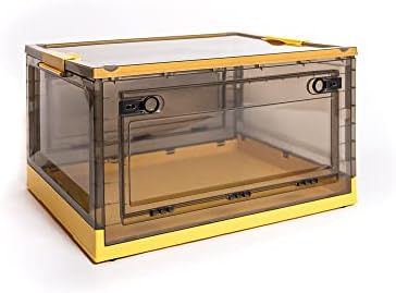 Best Home Fashion 2 packs LARGE Storage Bins Side Opening, Stackable Lid Collapsible, Foldable, Easy Tidy Up with Storage Box, Ideal for Home & Office Organization Storage Cube (Large, Yellow) - Image 6