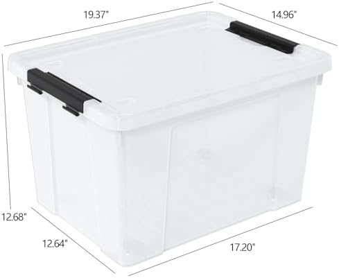 50 Quart Stackable Clear Plastic Storage Box with Wheels, 4-Pack - Image 2