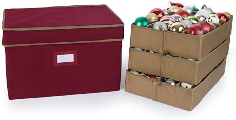 Covermates Adjustable Ornament Storage Box, 19.25" W x 13" D x 12.5" H, Red by Covermates