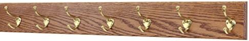 PegandRail Oak Wall Mounted Coat Rack with Solid Brass Hooks 4.5" Ultra Wide (Chestnut, 41" x4.5 with 8 Hooks) by PEG+AND+RAIL