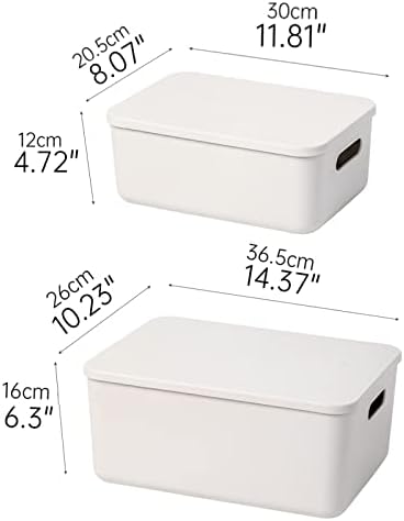 Yishyfier Plastic Storage Baskets With Lid Organizing Container Lidded Knit Storage Organizer Bins for Shelves Drawers Desktop Closet Playroom Classroom Office (4M+2S, Light grey) - Image 5
