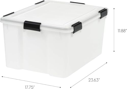 IRIS USA WeatherPro Storage Bins with Lids, 63 Qt, Clear, 4 Pack - Image 3