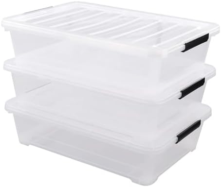 3-Pack 40 Quart Clear Plastic Underbed Container, Box for Under Bed by Buyitt