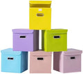 Closet Organizers Fabric Storage Bins With Lids Collapsible Cube Storage Organizer Basket With Handles,Storage Boxes for Clothes Storage,Office,Laundry,Shelves,6 Pack,(multicolour) by SEVENDOME