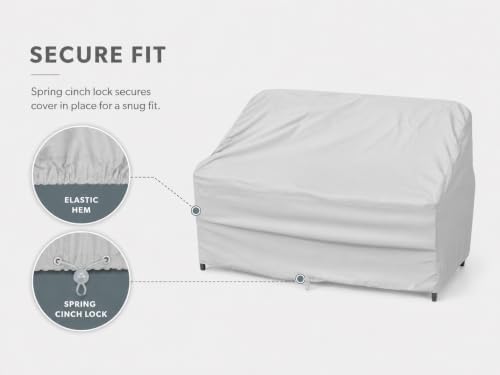 Treasure Garden Large Loveseat Cover, 300D Polyester Outdoor Deep Seating Sofa Cover, Water Resistant, UPF50+ UV Protection, Elastic Hem, Cinch Lock, Built-in Pouch & Storage Bag, Gray - Image 4