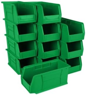 HE HUDSON EXCHANGE 11" x 5.5" x 5" (12 Pack) Plastic Stackable Storage Bin, Green by HudsonExchange