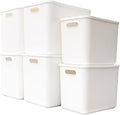 Yishyfier Plastic Storage Baskets Bins Boxes With Lids,Organizing Container White Storage Organizer Bins For Shelves Drawers Desktop Playroom Classroom Office,6-Pack(4XL+2L) by Yishyfier