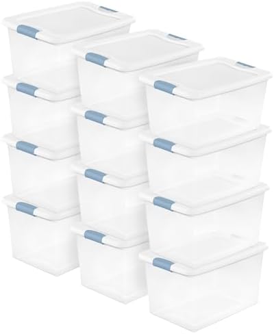 Sterilite Latching Box with Lids for Home and Office, 64 Quart, 12-Pack by Sterilite