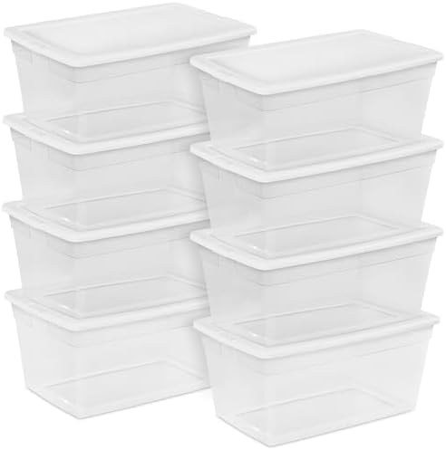 Sterilite Storage Box, Stackable Clear Plastic Bins, 90 Quart, 8-Pack by Sterilite