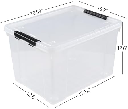 Obstnny 50 Quart Latching Container Bin, 4 Pack Plastic Wheeled Storage Box - Image 4
