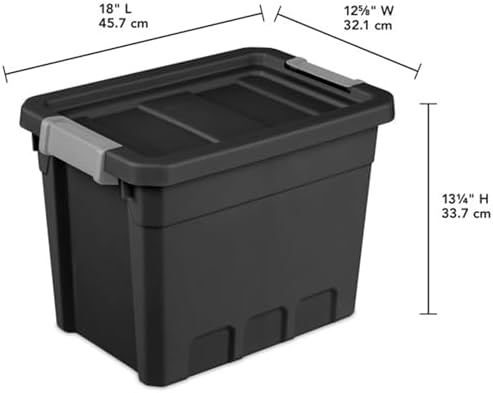 Sterilite 18-Pack Plastic Storage Bins with Lids, Stackable Containers, 7.5 Gallon, Black - Image 2