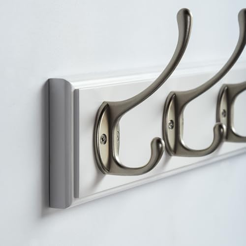 Wall Mount Bamboo Coat Rack, 17 Inch, 4 Double Hooks,2 Pack, White - Image 7