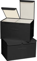 2 Pack Storage Boxes with Lids and Handles, Collapsible Linen Storage Bins Organizer Containers Baskets Cube with Removable Divider for Home Bedroom Closet Office (Black, XL) by Unknown