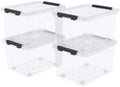 24 Quart Plastic Clear Storage Box with Wheel, 4-Pack Bin with Lid by Vadidiya