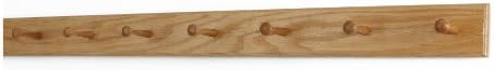 Solid Oak Shaker Peg Rack Made in The USA - Natural Stain 41 x 3.5 Inches with 7 Pegs by PEG+AND+RAIL