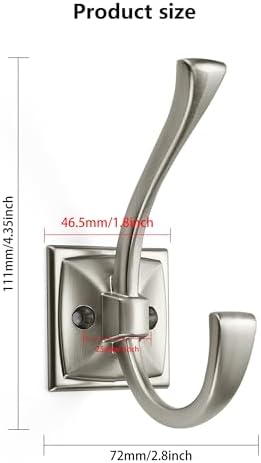 10 Pack Decorative Heavy Duty Towel Hooks for Hanging Robe Double Satin Nickel Coat Hooks Wall Mounted with Screws for Key, Towel, Bags, Cup, Hat - Image 2