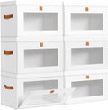 DIMJ Storage Bins with Lids - 6 Pack Large Fabric Closet Organizer with Window & Handles, Collapsible Decorative Storage Boxes for Shelves Under Bed, Books Clothes Blankets Sweaters Organization by DiMJ